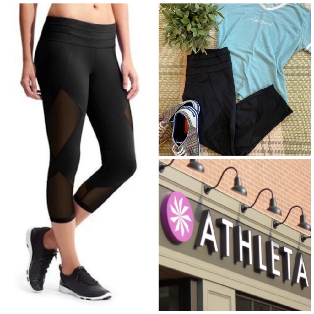 Athleta Sonar Capri Athletic Running Tights Mesh Yoga Cropped Workout Leggings